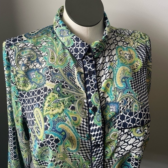 Liz Claiborne Paisley & Polkadot Button Up Blouse Top Plus Size 1X - Picture 3 of 6